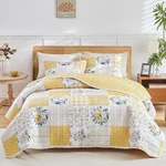 Joyreap 3 Pieces Floral Patchwork Quilt Set Queen, Yellow White Flowers Design. Fixed Price $44.60.