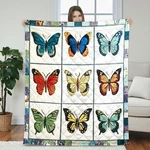 Colorful Butterfly Quilt Blanket, Vintage Throw, Cozy Nature Gift Grand. Fixed Price $46.33.