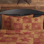 Primitive King Sham Red Patchwork Ninepatch Star Cotton Bedroom Decor Vhc Brands. Fixed Price $37.94.