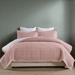 New West Elm Blush Botanical Pattern Cotton Queen King Bedding Quilt & Sham Set. Fixed Price $198.00.