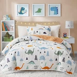 2-PIECE Cotton Quilt Set Twin, Cute Dinosaur Reversible Design For Kids Boys. Fixed Price $72.99.