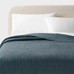 Threshold King Size Luxe Lyocell Slate Blue Lightweight Quilted Coverlet Nwot. Fixed Price $65.40.