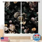 Tkuyo Black Floral Curtains Vintage Spring Flower Blossom Rose Penoy. Fixed Price $55.71.