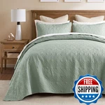 Madison Park Quebec King Size Quilt Bedding Set - Seafoam Damask 3 Piece. Fixed Price $103.95.