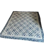 Vtg Laura Ashley Kingsberry Patchwork Queen Quilt Blue White Gingham Triangles. Fixed Price $119.99.