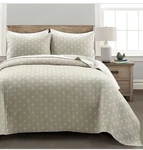 Lush Decor Hygge Kantha Pick Stitch Yarn Dyed Cotton 3 Piece Set King Neutral. Fixed Price $89.99.