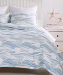 Ocean Waves Blue 3PC King Quilt Set : Coastal Coral Beach Dover Shell Tropical. Fixed Price $94.45.