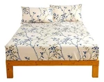 Tache Poplin Cotton Elegant Leaf Vine Cream Beige Print Fitted Sheet Only. Fixed Price $61.36.
