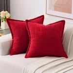 Haussy Red Throw Pillow Covers 18X18 Inch Set 2,SOFT Solid Corduroy Stripe.... Fixed Price $27.91.