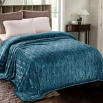Whale Flotilla Flannel Fleece Size KING(90"X104"), Teal. Fixed Price $37.04.