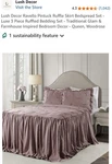 Lush Cor Ravello Pintuck Ruffle Skirt Queen Bedspread Set Woodrose Oeko-tex. Fixed Price $55.00.