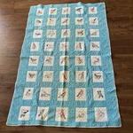 Vgt 50 State Birds Clean Sewn Quilt Blue Handmade 88X58 Twin Embroidered. Fixed Price $199.00.
