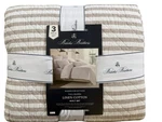 Brooks Brothers Full Queen Linen Cotton Quilt Set Taupe Stripe 3PC Luxury. Fixed Price $149.99.