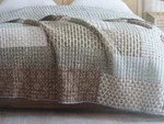 Envogue Artisan Collection Blue Gray Tan Patchwork Reversible Cotton King Quilt. Fixed Price $69.99.