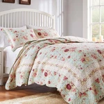 Greenland Home Antique Rose Floral Pinstripe Quilt Set 3-PIECE Full/queen Blue. Fixed Price $132.51.