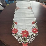 Collections Christmas Table Runner Cutwork Poinsettias Embroidered. Fixed Price $12.00.