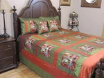 Green Brown Designer Peacock Bedspread Embroidered 5P India Bedding Set Queen. Fixed Price $162.99.
