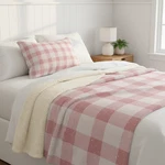 Blush Gingham Pillow & Blanket Bundle - Cozy Home Decor Set. Fixed Price $79.52.