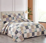 Hailea Beige Plaid Quilt Set Full/queen Country Patchwork Bedding Light.... Fixed Price $50.47.