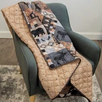 Donna Sharp Kila Quilted Throw Blanket Lodge Cozy Log Cabin Bear Moose Brown Tan. Fixed Price $29.95.
