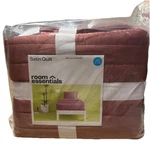 Room Essentials Twin Or Xl Rose Pink Satin Quilt 66" 92". Fixed Price $9.95.