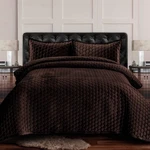 Tribeca Living Velvet Twin Quilt Set Two-piece Lugano Honeycomb Stitch Bedd.... Fixed Price $86.40.