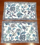 Grandin Road Modern Blue Floral Paisley King Pillowcases Shams Pair 20" X 36". Fixed Price $27.99.