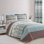 All American Collection 3 Pc Floral Printed Brown And Turquoise Reversible Bedsp. Fixed Price $69.86.