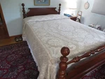 Vtg. Crown Crafts Woven Taupe Williamsburg Cotton Queen Bedspread - 102" X 114". Fixed Price $109.00.