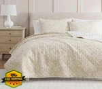 Martha Stewart King Quilt Set 100% Cotton Reversible Beige Branches. Fixed Price $154.99.
