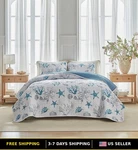 Reversible 3 Piece King Size Coastal Quilt Set - Microfiber Ocean Design. Fixed Price $75.98.