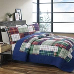 Cozy Line Home Fashions Navy Blue Green Red Plaid 100 Cotton Quilt Bedding Set. Fixed Price $76.83.