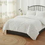 New Anthropologie White Queen Chenille Damask Comforter Bedding Blanket Sham Set. Fixed Price $280.00.