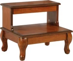 Linon Beatrice Wood Bed Steps Queen Anne Legs & Hidden Drawer Antique Cherry. Fixed Price $126.18.