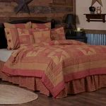 Ninepatch Star Queen Quilt 90WX90L Country Patchwork Design, Burgundy. Fixed Price $237.99.