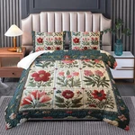 Flower Print Comforter Bedding Set King Size,soft Floral Plant Retro Quilts. Fixed Price $76.99.