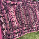 Vtg 90S India Elephant Tapestry 100% Cotton 66" X 108" Twin Bed Boho Fringe Dorm. Fixed Price $29.99.