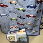 Pottery Barn Kids Race Car Quilt Sham Pillow Twin Size Used. Fixed Price $175.00.