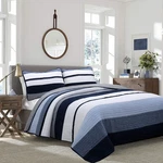 Cozy Line Home Fashions Tranquil Blue Gray Striped 100% Cotton Quilt Bedding Set. Fixed Price $105.08.