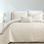 Quilt King Size Beige Summer Bedspreads Bedding Set 3 Pieces Thin Lightweight Mi. Fixed Price $61.99.