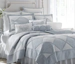 Lenox French Perle Bed-set Twin Bundle Quilt Shams Deco Pillow Blue 100% Cotton. Fixed Price $219.00.