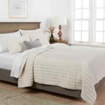 Threshold Velvet Quilt Full Queen Cream Channel Stitch Bedspread Oeko-tex. Fixed Price $54.94.