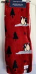 Tommy Hilfiger Red Fleece & Sherpa Throw Blanket W/ Penguins Plush 50X70. Fixed Price $55.00.