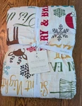 Levtex Home-quilted Throw New 50X60 Christmas Theme Reindeer Snowflakes. Fixed Price $24.95.