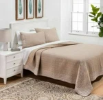 Threshold Tan Embroidered Chambray King Size Quilt Blanket 104X92. Fixed Price $50.00.