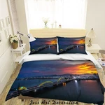 3D City River Bridge Night View Quilt Cover Bedding Sets Pillowcases. Fixed Price $64.66.