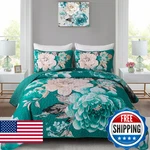 Wongs Bedding Teal Boho Floral Quilt Set King 3 Pieces Elegant Flower Bedspread. Fixed Price $72.57.