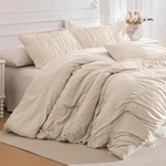 Queen Comforter - Wheat Ruched Boho Bedding Sets Bedroom, 3 Pi. Fixed Price $75.99.