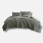 Laura Ashley Green Solid Diamond Stitch Velvet 4-PIECE Quilt Set, King. Fixed Price $101.50.