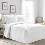 Queen 3PC French Country Geo Ruffle Skirt Bedspread Set White - Lush. Fixed Price $24.99.